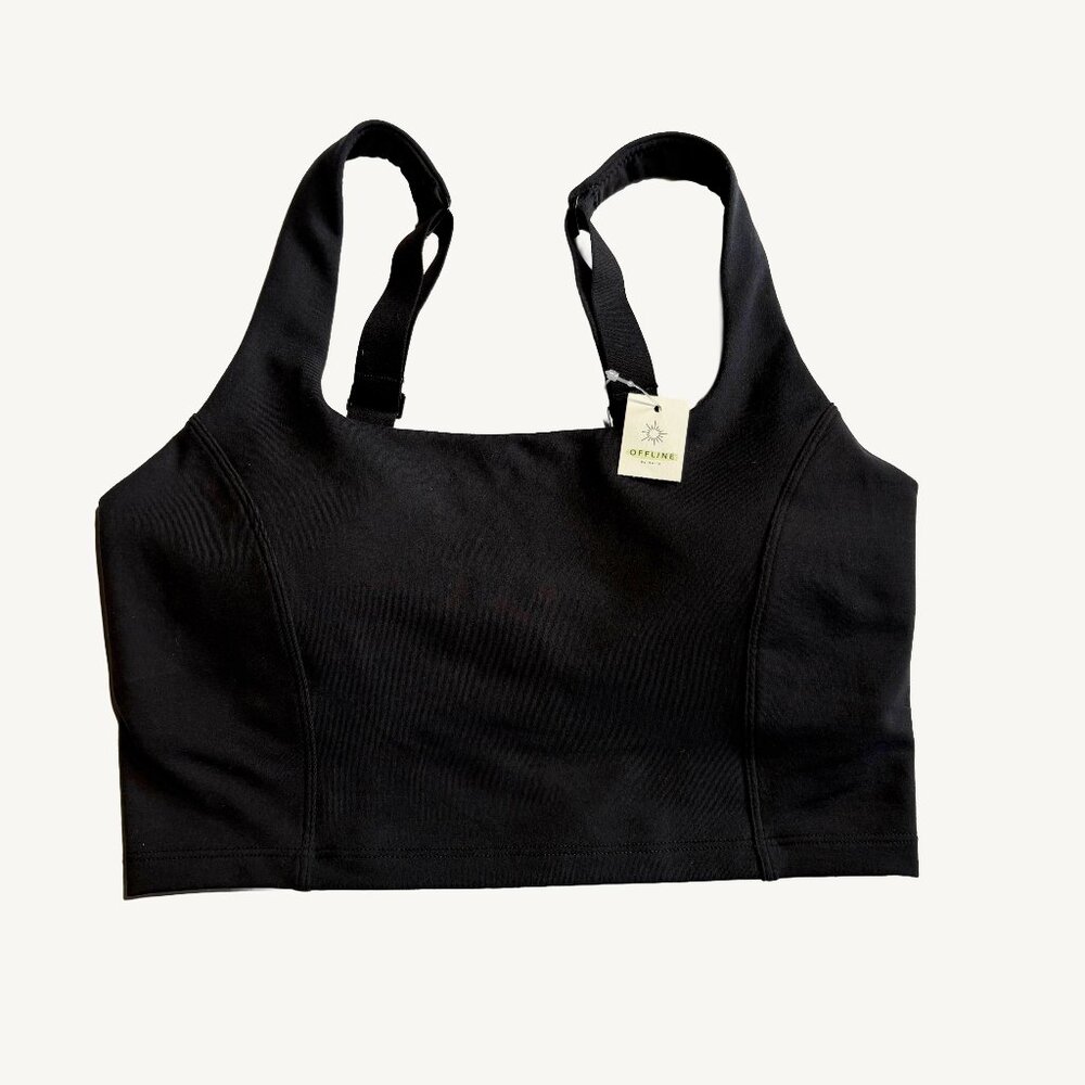 NWT Offline By Aerie The Hugger Longline Sports Bra Black Size Extra Small